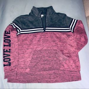 Pink and gray pullover sweatshirt